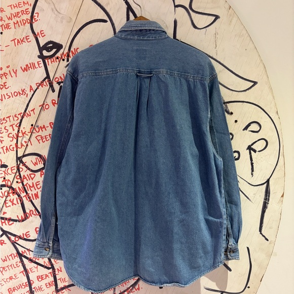 Vintage 90s R&R Heavy Weight Denim Chambray Button Down Shirt - Picture 2 of 6